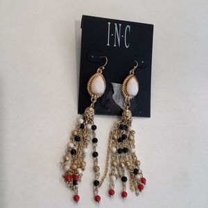 INC International Concepts Gold and Black Dangle Teardrop Earrings